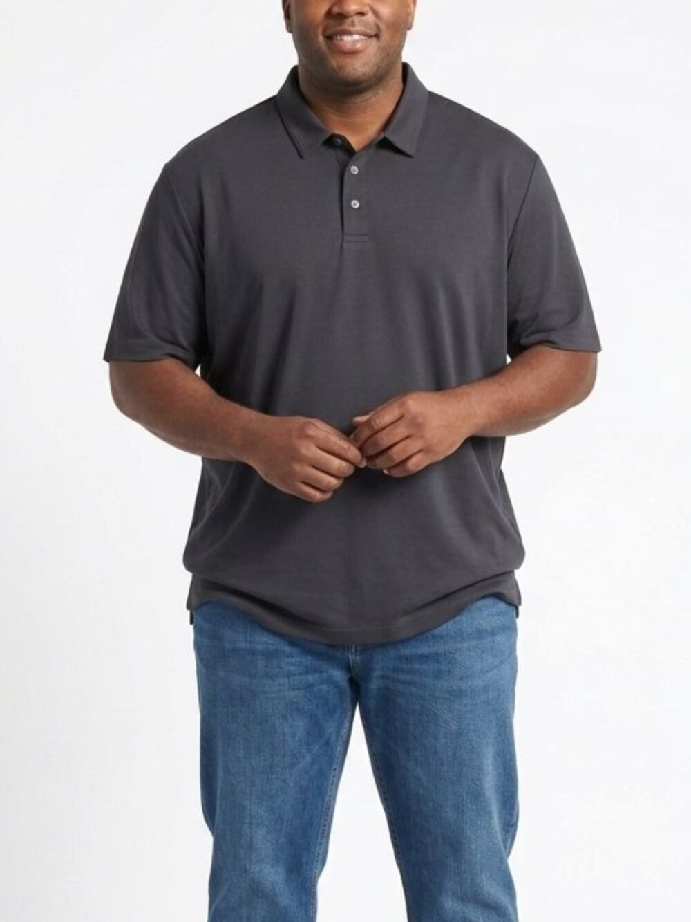 NWT Perry Ellis Men’s 4XL Tall Polo Shirt Caviar Black Short Sleeve Performance